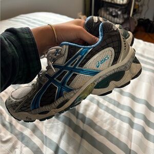 Asics Silver and Blue Running Shoes